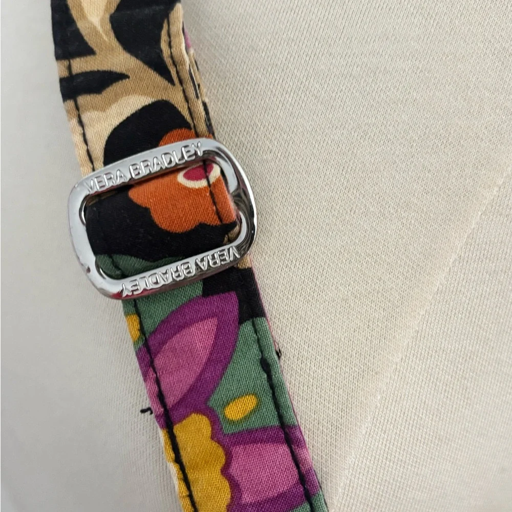 Vera Bradley Black Quilted Floral Crossbody with Pink Orange Purple Accents - Picture 3 of 5